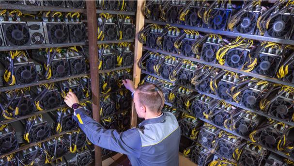 A modern mining farm utilizing green technology.