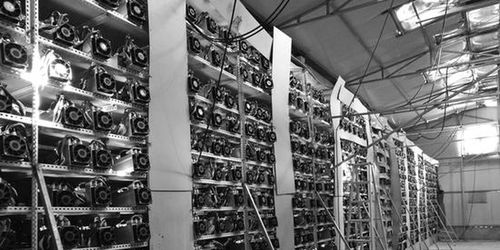 An expansive view of a mining farm housing numerous ASIC miners in action.